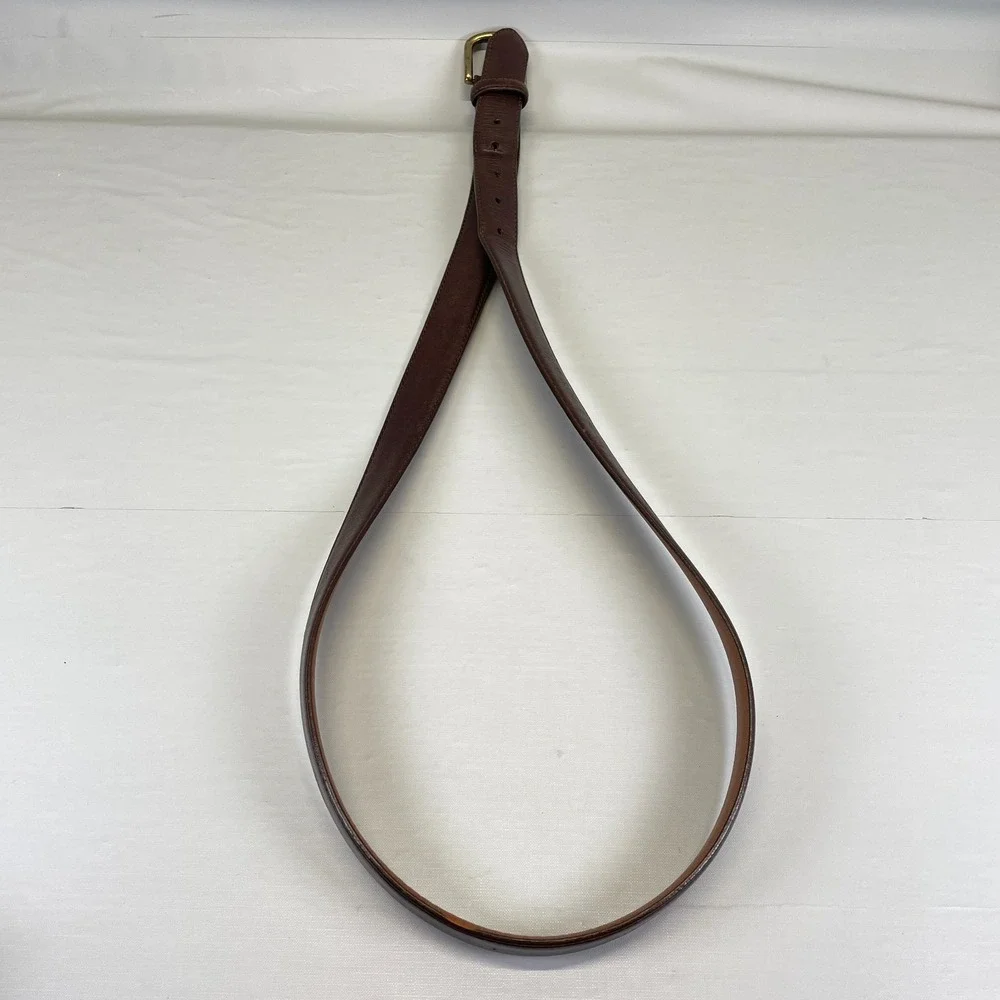 L.L. Bean Mens Size 44 Brown Leather Belt Full Grain - Made in USA
